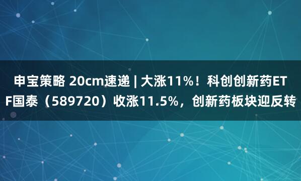 申宝策略 20cm速递 | 大涨11%！科创创新药ETF国泰（589720）收涨11.5%，创新药板块迎反转